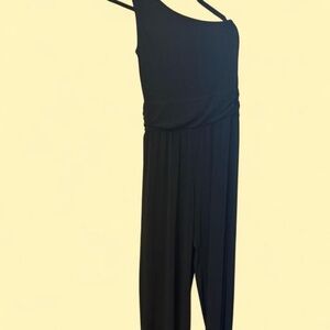 NY Collection Black One Shoulder Dress